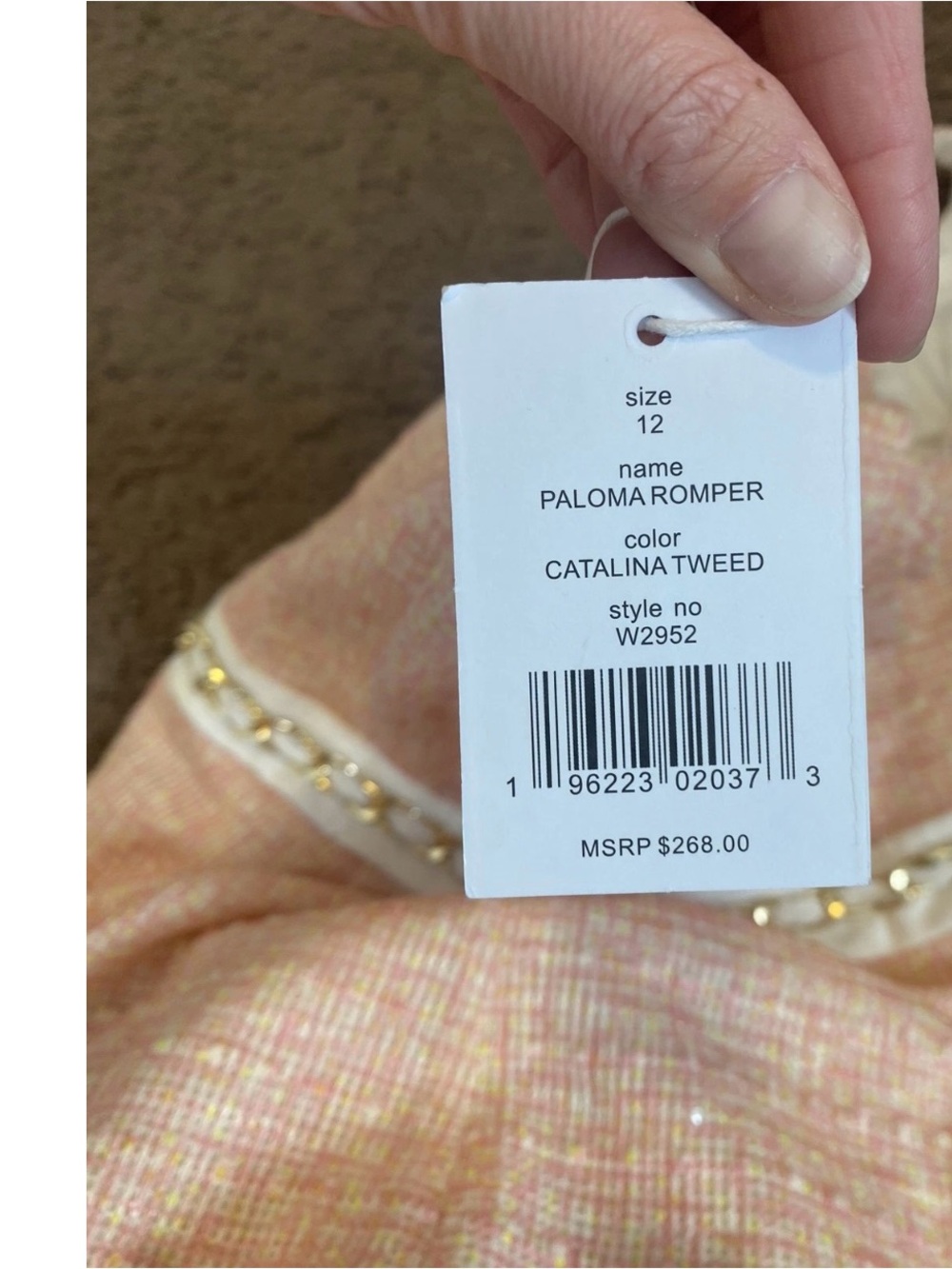 Walter Baker Paloma Tweed Romper Zip Back Pink Preppy 12 NEW $268 - Picture 14 of 16